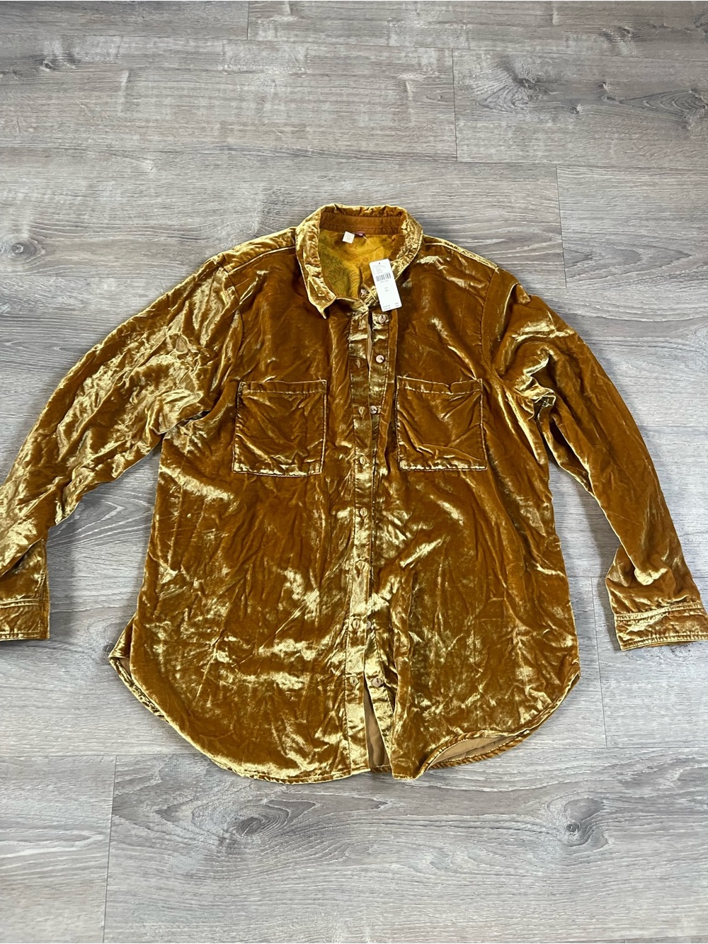 ANTHROPOLOGIE Golden Velvet Button-Up Shirt xl nwts